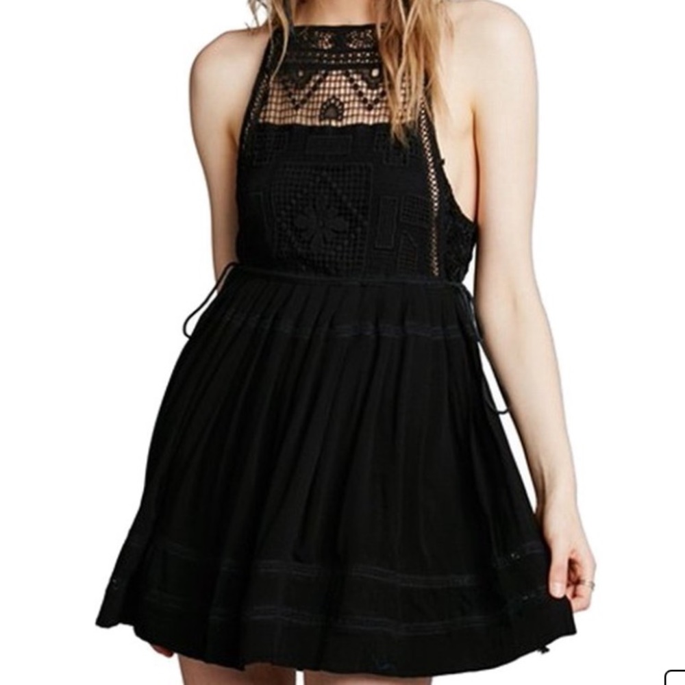 Free People Black Crochet Dress